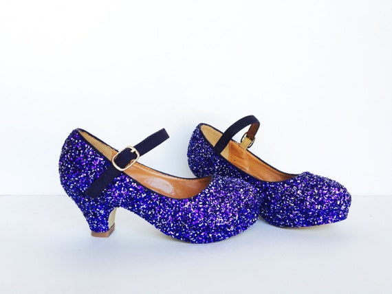 Toddler Glitter Shoes Purple Kids Girls Heel Eggplant