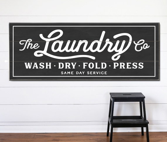 Laundry Co Personalized Sign Canvas or Wood Wash Dry Fold