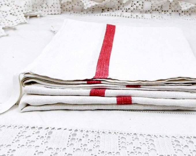 Set 2 Large Antique French Cotton Tea Towels with Woven Red Stripes Hanging Loop, French Country, Kitchen Decor, Provencal, French Decor Set 2 Large Antique French Cotton Tea Towels with Woven Red Stripes Hanging Loop, French Country, Kitchen Decor, Provencal, French Decor