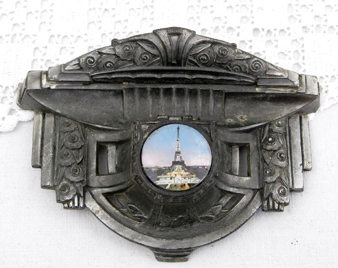 Antique Art Nouveau Eiffel Tower Ink Well and Pen Rest, Cast Metal, Souvenir of Paris, Parisian, Style, Office, Desk, Decor, Home, Interior