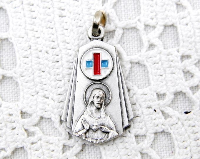 Vintage French Religious Medal of Jesus Christ, Gloria Tibi Trinitas, Our Lord, Religion, Christian, Catholic Jewelry, Rosary, Charm,