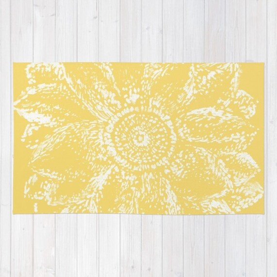 Yellow Flower Area Rug yellow floral rug modern flower rug