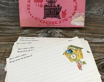 Vintage 36 Recipe Cards, Current Inc., Here's What's Cooking, Cuckoo Clock Design