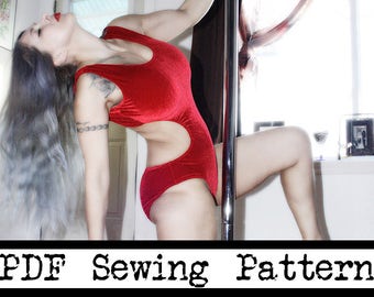 Cutout Leotard, Bodysuit, Pole Dancing, 70sRetro, Vintage, Ballet, Swimsuit, Gymnastic, Active, PDF Pattern, Yoga, Fitness, Multi size