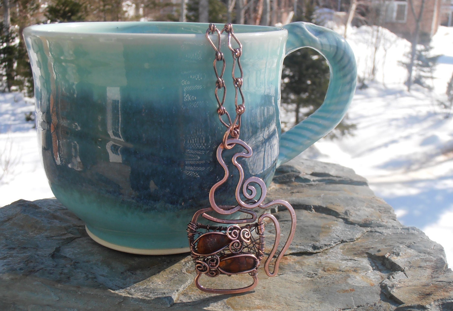 Handmade coffee/tea cup necklace