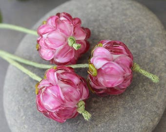 Glass Lampwork Beads, Handmade Lampwork Glass Beads, Glass Beads, Floral Lampwork beads, Lampwork Flower Buds, Lampwork Flower Bud Beads