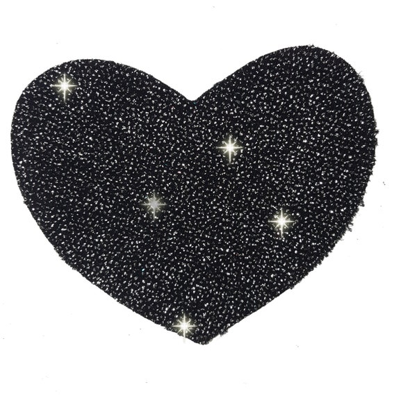 Black Glitter Heart Patch Applique for Iron onLove Motif