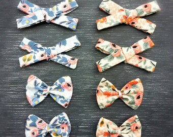 Rifle Paper Co. Fabric Bows, Pig Tail Set, Hair Bows, Single Bow, Alligator Clip, Nylon Headband, Hand Tied, School Girl Bows