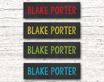 80 Skinny Personalized Waterproof Labels Waterproof Stickers Dishwasher Safe Daycare Label School - Boy Chalkboard
