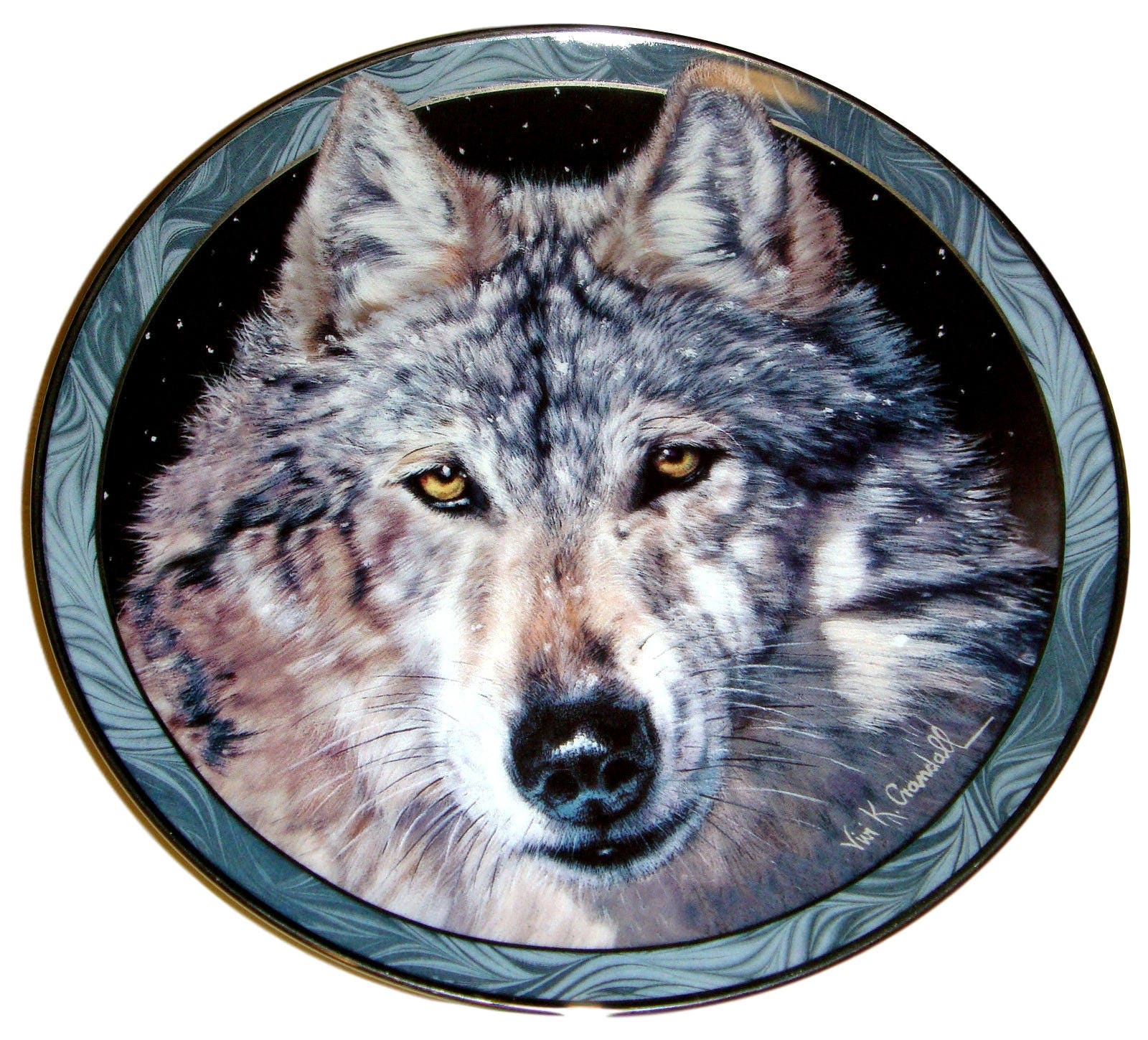 Wolf Wall Art Plate Gray Wolf Decor Vivi Crandall