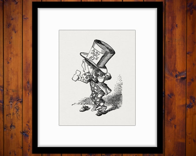 Printable Mad Hatter Alice in Wonderland Image Graphic Download Digital Antique Clip Art Jpg Png Eps HQ 300dpi No.047