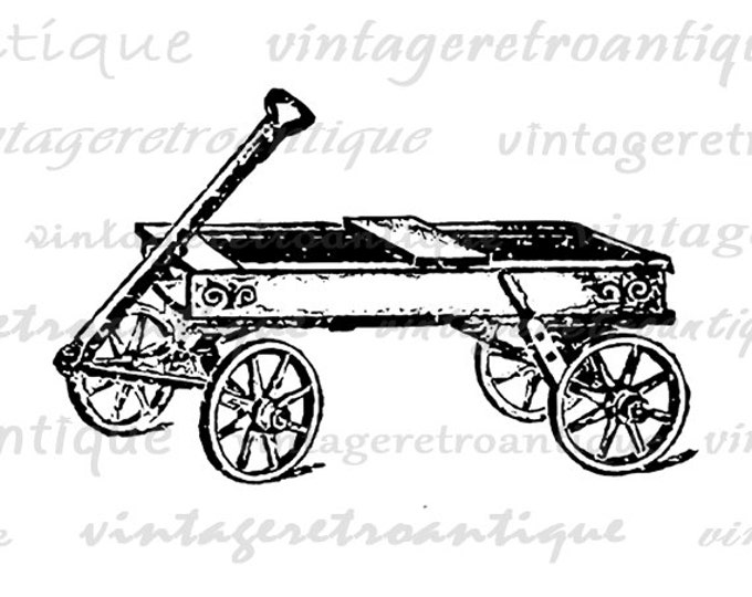 Digital Printable Toy Wagon Graphic Download Image Illustration Antique Clip Art Jpg Png Eps HQ 300dpi No.1306