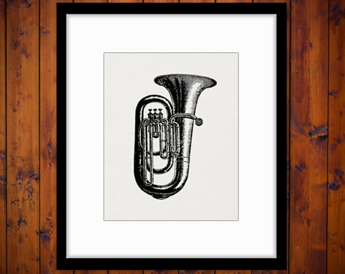 Printable Graphic Baritone Horn Digital Musical Instrument Image Band Download Vintage Clip Art Jpg Png Eps HQ 300dpi No.1087
