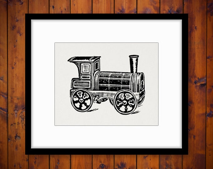 Printable Locomotive Train Graphic Digital Illustration Download Image Vintage Clip Art Jpg Png Eps HQ 300dpi No.1420