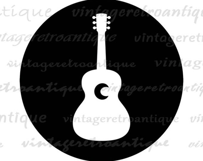 Printable Image Acoustic Guitar Digital Guitar Icon Download Music Artwork Graphic Antique Clip Art Jpg Png Eps HQ 300dpi No.4386