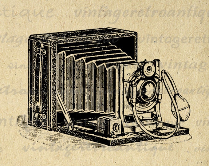 Printable Digital Old Fashioned Camera Image Download Illustrated Graphic Antique Clip Art for Transfers etc Jpg Png HQ 300dpi No.1473