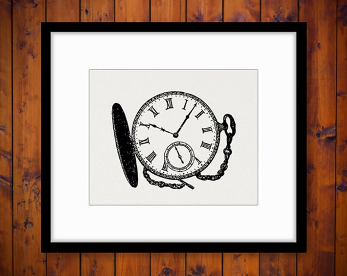 Printable Digital Antique Pocket Watch Image Time Clock Download Graphic Vintage Clip Art Jpg Png Eps HQ 300dpi No.2916