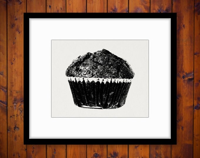 Printable Digital Chocolate Muffin Graphic Download Illustration Image Vintage Clip Art for Transfers Making Prints etc HQ 300dpi No.1978