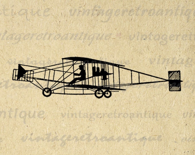 Digital Printable Antique Airplane Graphic Flying Machine Plane Image Download Vintage Clip Art Jpg Png Eps HQ 300dpi No.3512