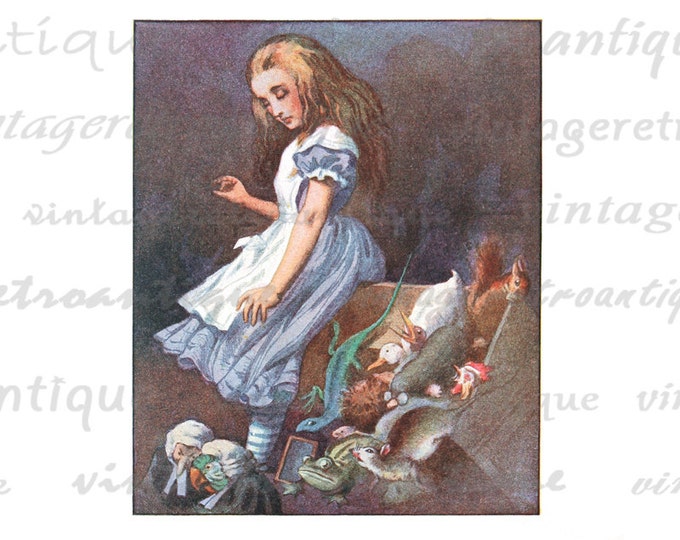 Digital Image Alice Tips Over the Jury Alice in Wonderland Graphic Printable Download for Transfers T-Shirts Pillows HQ 300dpi No.2819