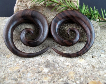 One pair of 14mm -9/16" Excellent wooden double spiral , Sono wood Spiral Organic Ear Gauge, Tribal Gauge, Body Piercing Jewelry L4200