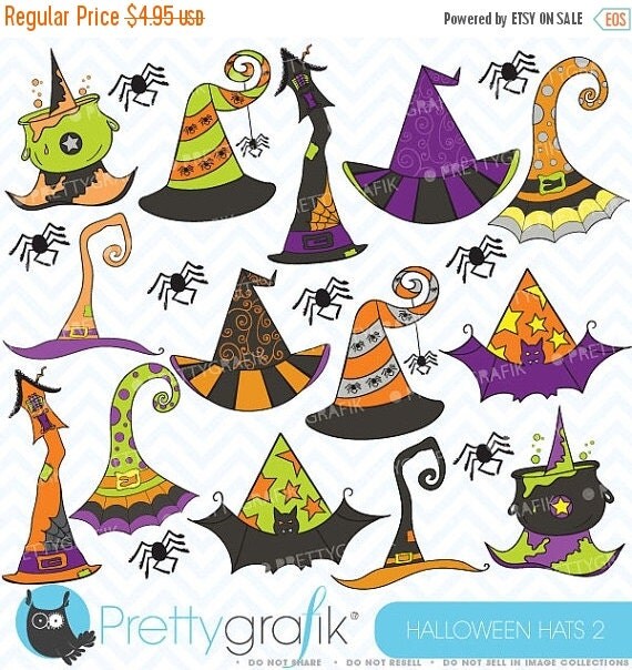 80% OFF SALE Halloween hats clipart, commercial use, vector graphics, digital clip art, digital images - CL357 Il_570xn