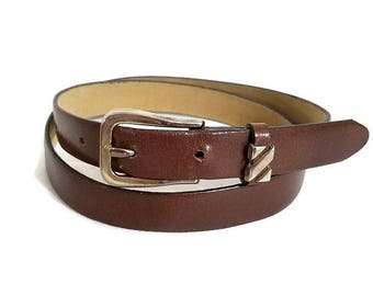 Brown Belt Woman's Size Small or Medium Gold Buckle