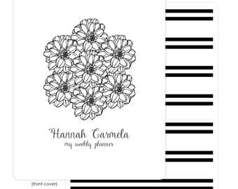 Interchangeable Planner Cover – Removable Front and Back Cover | Black and White Bouquet