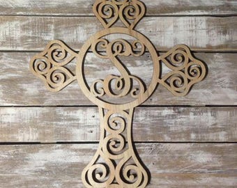 Cross with monogram | Etsy