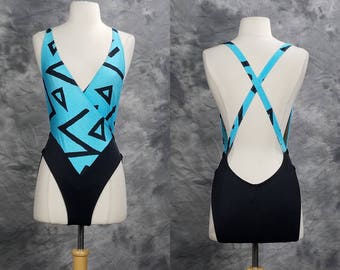 Geometric Print Strappy Scoop Back Swimdress and Shorts