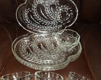 Vintage Clear Glass Luncheon Set for 4