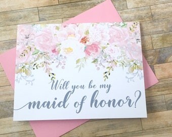 Matron of honor proposal card - will you be my matron of honor card - flower girl - bridesmaid - maid of honor - blush - GARDEN ROMANCE
