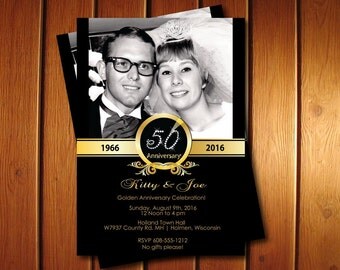 Photo 50th Anniversary Invitation - Wedding Anniversary Party Invite - Other Colors Available