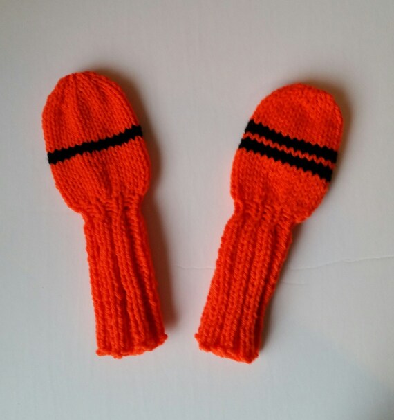 2 RETRO GOLF CLUB Head Covers Hand Knit New Orange Black