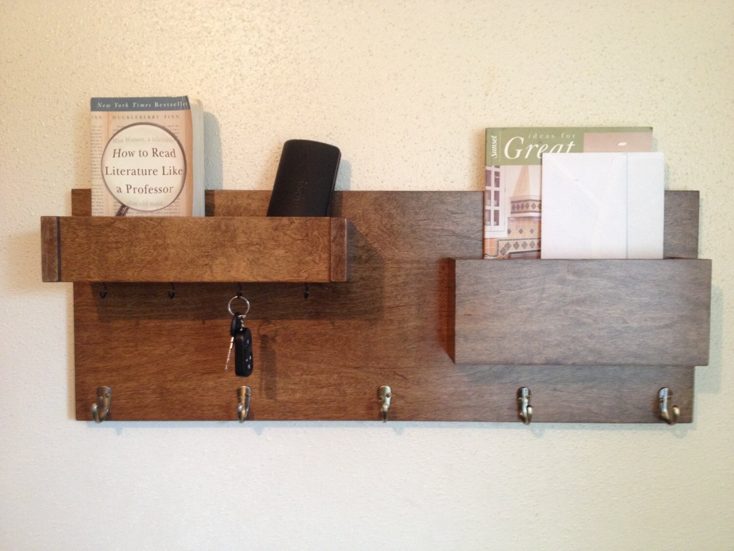 Coat Rack Entryway Organizer Key Hooks Wall Pockets