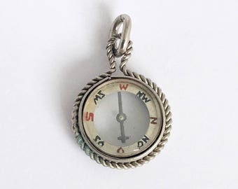 Miniature Compass Charm / Vintage Compass Fob Compass Jewelry