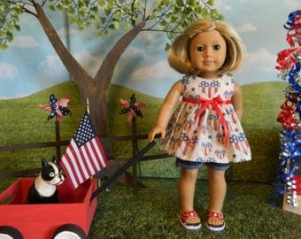 fits like American Girl doll clothes - 4th of July doll clothes - 18 inch doll clothes