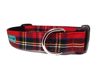Holiday Tartan - Red Christmas Dog Collar | Available in 4 widths | Red 'Royal Stewart' Tartan