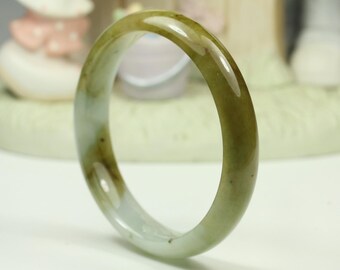 Jadeite Jade Bangle - 58.23mm Brown and White Bicolor(Grade A Jade)