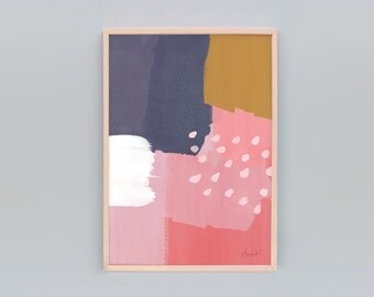 Modern Abstract Painting, Abstract Painting, Abstract Art, Modern Art, Abstract Print, White, Purple, Pink, Coral, Ochre
