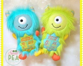 Personalized Plush Monster - stuffed animal monster - childrens toy - embroidered suffed monster - monster stuffie