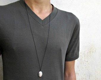 Tiny Oval Locket Necklace Pendant, Mens Simple Locket Necklace Antique Long Necklace Keepsake Necklace