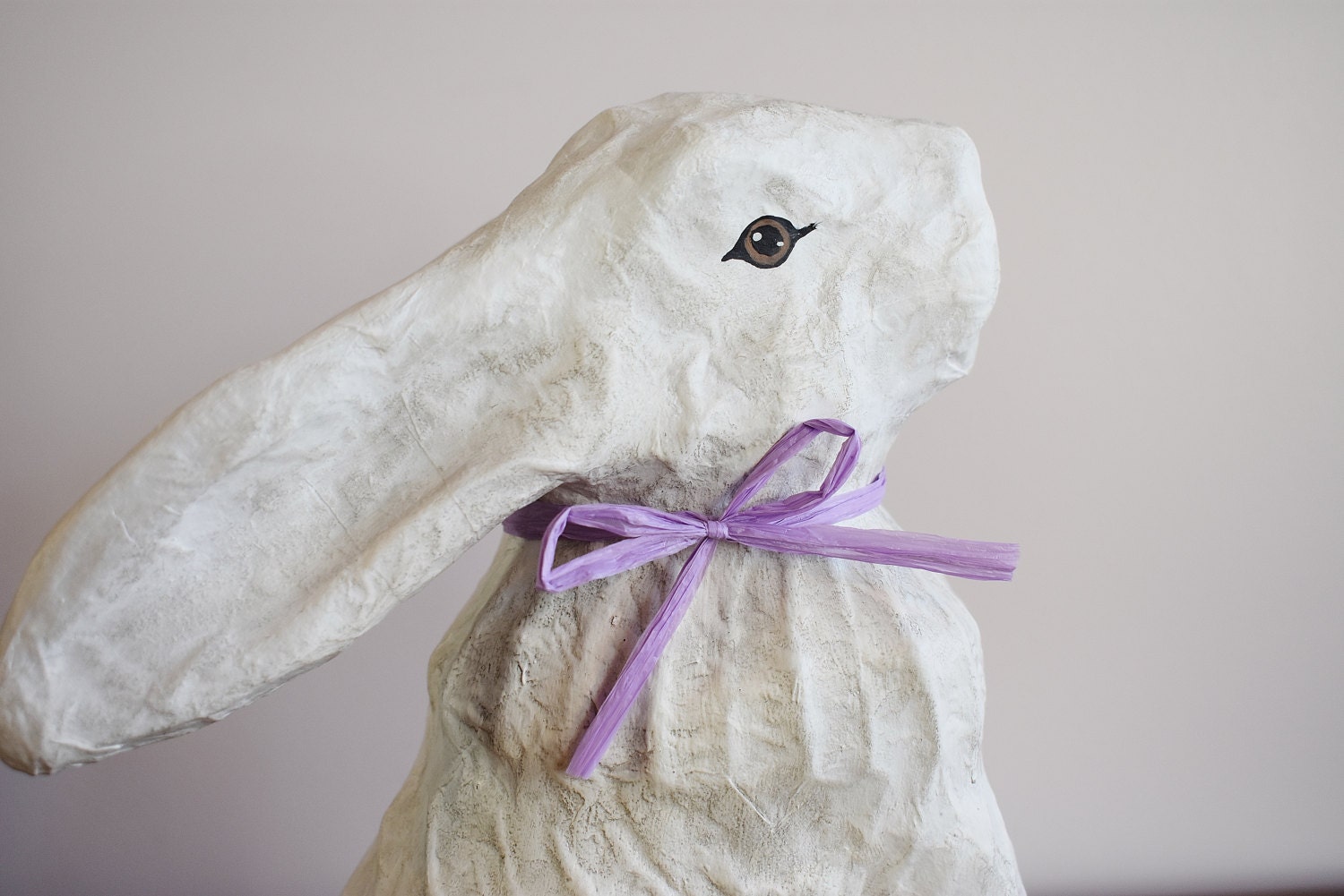 Painted Paper Mache Rabbit Folk Art Rabbit Sculpture Easter