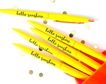 Hello Sunshine Pen Set, Black Ink Pen, Desk Accessories, Planner Pen, Teacher Gifts, Stationery, Stocking Stuffer, Cute Pen, TED073-PEN