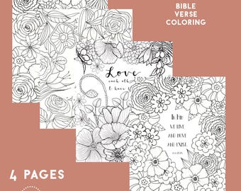Bible Verse Coloring Pack, Scripture Coloring Pages, Christian Coloring Pages, Bible Verse Coloring, Adult Coloring Pages