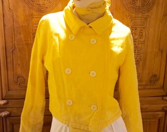 50S Yellow Vixen Cropped Midriff Doublebreated Tailor Made Woolen Jacket Blazer