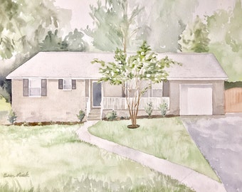 Custom House Watercolor Painting