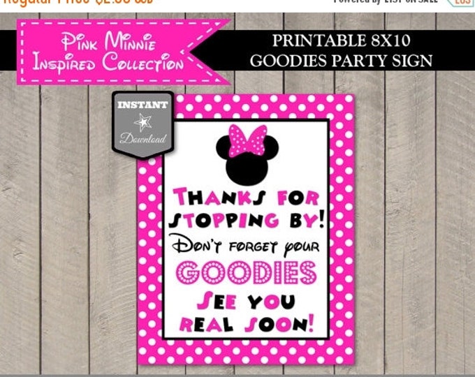 SALE INSTANT DOWNLOAD Hot Pink Mouse 8x10 Thanks for Coming Goodies Printable Party Sign / Hot Pink Mouse Collection / Item #1707