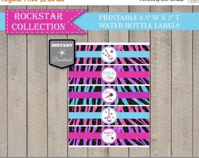 SALE INSTANT DOWNLOAD Rockstar Water Bottle Labels / Printable Diy / Girl Birthday Party/ Rockstar Collection / Item #703