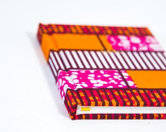 Notebook A6 - Plain Paper Journal- Jotter- Sketch book- Pocket Note Book- Pocket notebook- holiday notebook- Pink And Orange Geometric